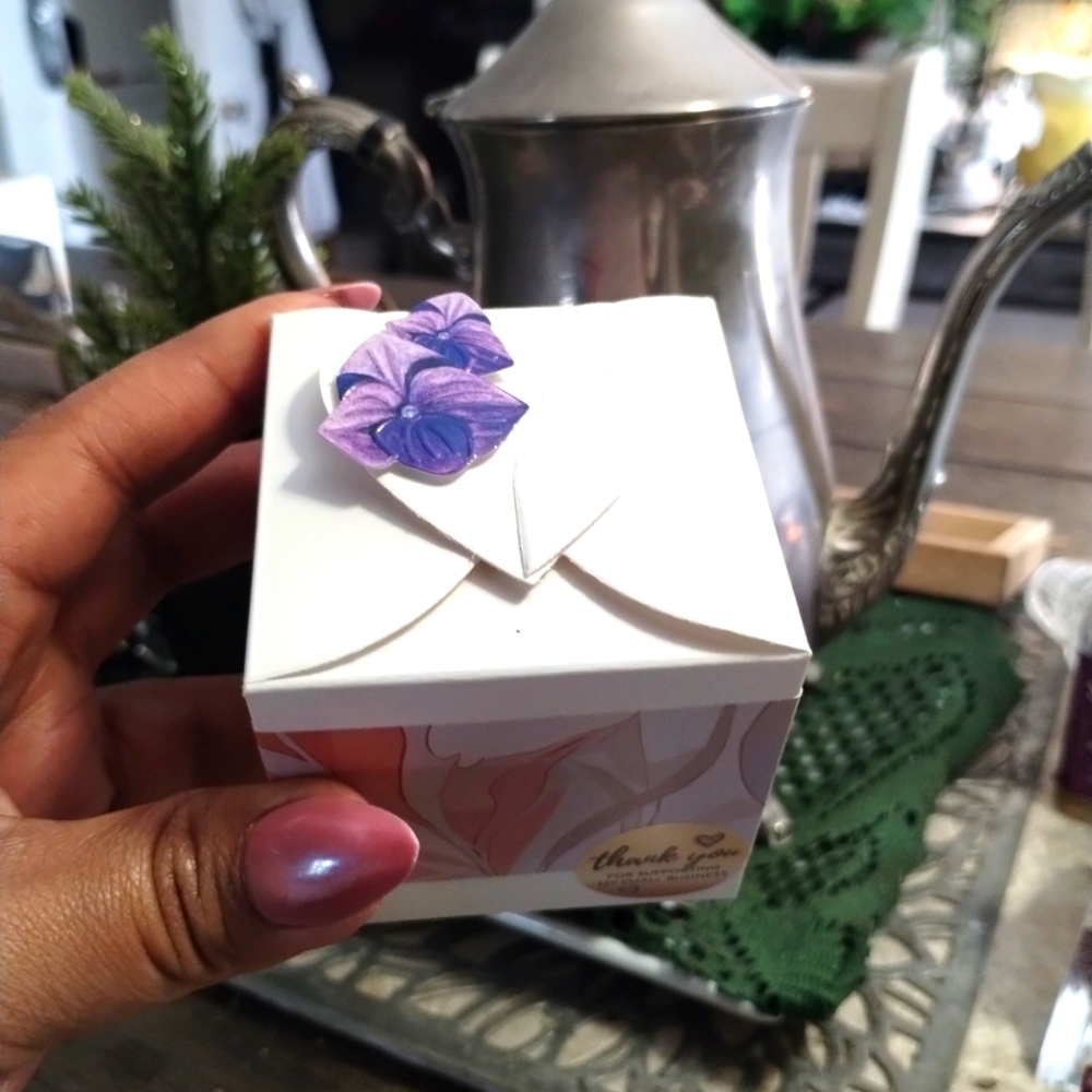 Handcrafted Purple Floral tea Box